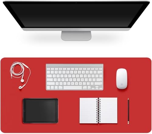 Leather Desk Pad Protector,Non-Slip Desk Pad(Red, 23.6" x 13.7") by CADONO