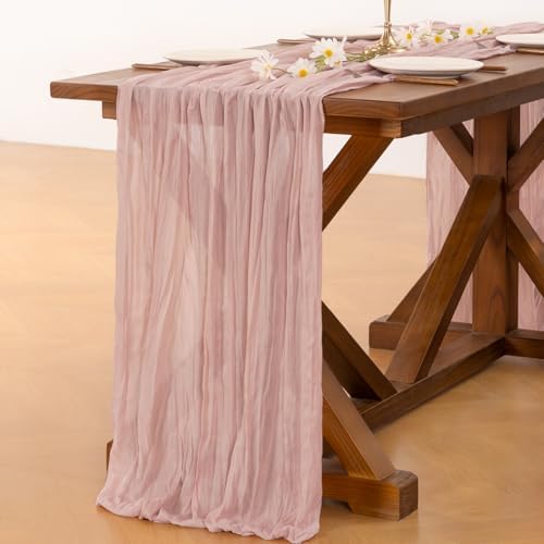 Pink Cheesecloth Table Runner Fall Boho Wedding Birthday Party Home Decor - Image 4
