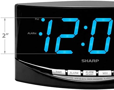 Sharp Digital Alarm Clock, 2" Jumbo Blue LED Display, High/Low Volume - Image 4