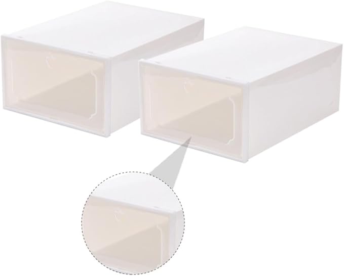HEALLILY 6Pcs Transparent Creative Shoe Storage Box Plastic Container with Drawer Design for Easy Organization and Protection of Sneakers Stackable and