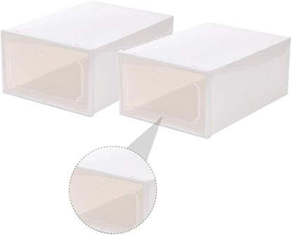 HEALLILY 6Pcs Transparent Creative Shoe Storage Box Plastic Container with Drawer Design for Easy Organization and Protection of Sneakers Stackable and