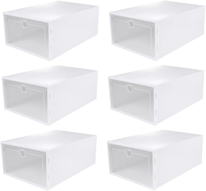iplusmile 6pcs Transparent Shoe Boxes Thickened Drawer Type Organizer for Closet Dust Plastic Storage for High Heels Sneakers Boots Stackable Multi Functional Shoe Container with Random