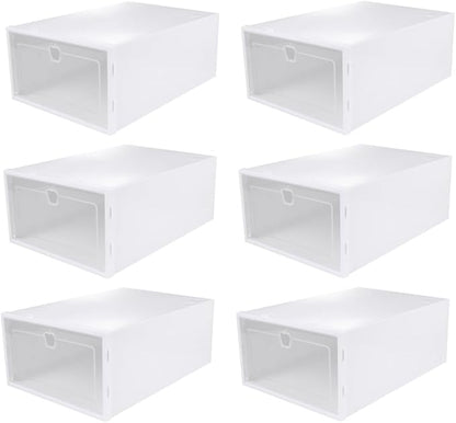 iplusmile 6pcs Transparent Shoe Boxes Thickened Drawer Type Organizer for Closet Dust Plastic Storage for High Heels Sneakers Boots Stackable Multi Functional Shoe Container with Random