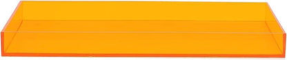 ROYALITA Acrylic Tray Bathroom Tray for Countertop, Guest Towel Holder Tray for Napkin Perfume Jewelry Makeup, Vanity Trays for Soap Dispenser, Aromatherapy, Cup & Candle, Orange