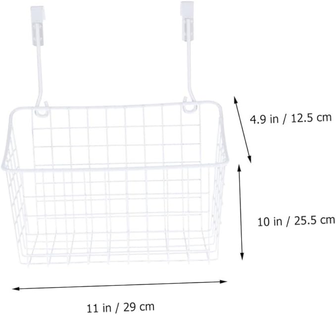 iplusmile White Over Door Hanging Storage Basket Rack for Kitchen Cabinet Wardrobe Office Filing Ventilated Organizer with Rust Coating Easy Install Remove Space Saving Storage