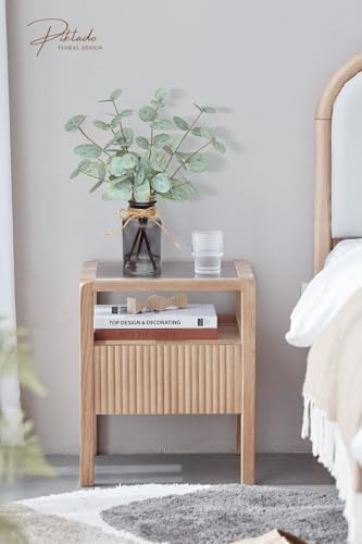 Artificial Eucalyptus Stems in Vase with Faux Water,Fake Plants for Bathroom,Coffee Table,Green Leaves for Centerpiece,Faux Greenery Plants Decorations.(Green-Black Bottle) - Image 5