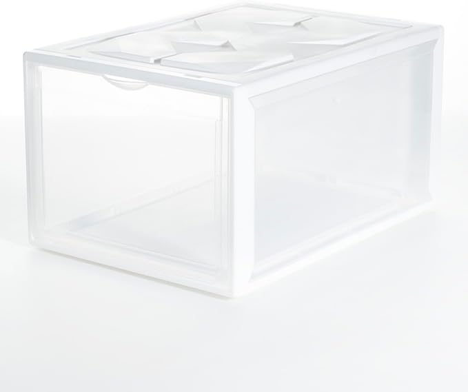 BESPORTBLE Plastic Basketball Shoe Box 36X26X20Cm White Assembly Shoes Container Storage Organizer for Home Closet