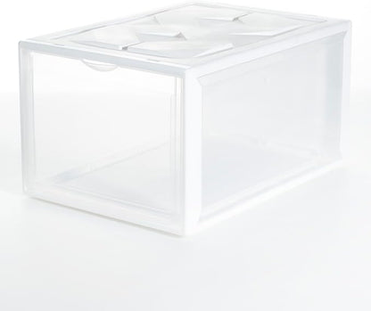 BESPORTBLE Plastic Basketball Shoe Box 36X26X20Cm White Assembly Shoes Container Storage Organizer for Home Closet