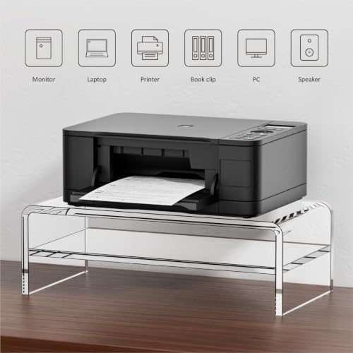 Egchi Acrylic Monitor Stand, 2 Tiers Clear Monitor Riser Computer Stand for Office, Home, Office, 5.12 Inches Hight PC Desk Stand for Keyboard Storage, Premium Platform for Laptop Printer TV Screen - Image 5