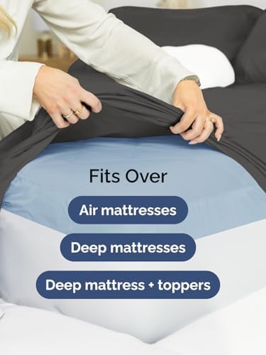 CGK Extra Deep Twin XL Single Fitted Sheet Only - Charcoal - Image 6