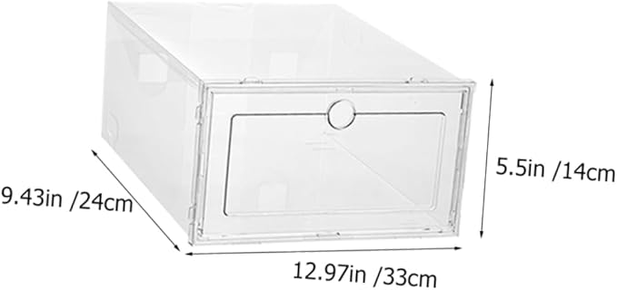 4pcs Folding Storage Boxes Lids Stackable Shoe Organizers Shoe Storage Space-saver for Home
