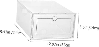 4pcs Folding Storage Boxes Lids Stackable Shoe Organizers Shoe Storage Space-saver for Home