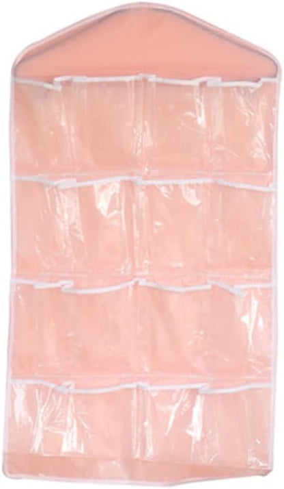 Transparent and Visible 16 Pockets Over Door Hanging Bag Shoe Rack Hanger Storage Organizer Random Color