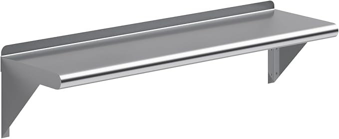 AmGood 10 in. x 36 in. Stainless Steel Wall Shelf | NSF | Metal Shelving | Garage, Laundry, Storage, Utility Room | Restaurant, Commercial Kitchen