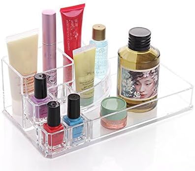 Kamay's Large 8 Compartments Circular-arc Multifunction Transparent Acrylic Desktop Cosmetic Display Stand Case For Lipstick Makeup Brush Nail polish Essential oil (SF-1118)
