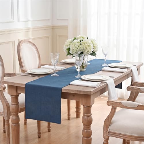 Artoid Mode Navy Blue Table Runner, Seasonal Summer Fall Washable Kitchen Dining Table Decoration for Home Party Decor 13x90 Inch - Image 5
