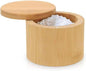 karmiero Salt Cellar, Bamboo Salt Container with Lid, Solid Salt Box Holder with 360° Swivel Lid for Countertop to Store Pepper Spice, Elegant Flaky Salt Containers Bowl on Your Kitchen, 6OZ