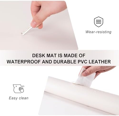 Leather Desk Pad Protector,Non-Slip Desk Pad(Red, 23.6" x 13.7") - Image 3