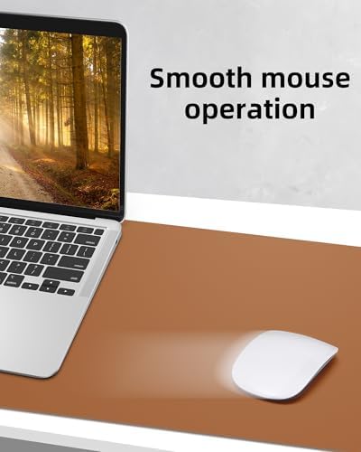 AFIING Leather Desk Pad Protector,Mouse Pad,Office Desk Mat, Non-Slip PU Leather Desk Blotter,Large desk mat,Waterproof Keyboard mat for Office/Home/Decor (Light Brown,48"" x 17"") - Image 5