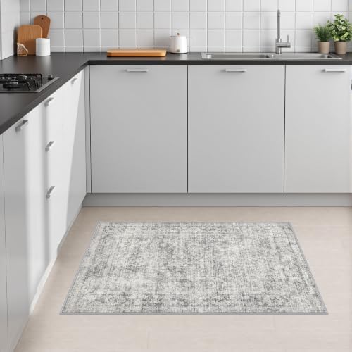 2x3 Washable Entryway Rug: Modern Abstract Soft Carpet Black Grey - Image 5