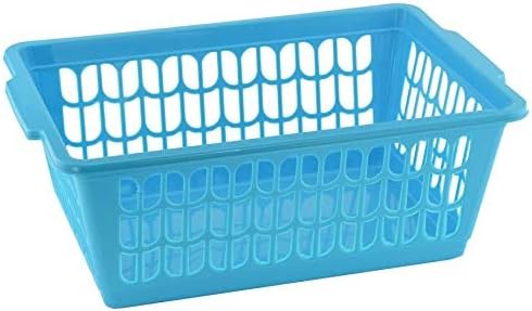 YBM HOME Plastic Perforated Storage Basket Bin Office Drawer, Shelf Desktop Countertop Tray Organizer 32-1188 (1, Blue)