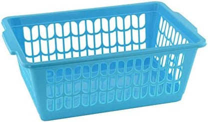 YBM HOME Plastic Perforated Storage Basket Bin Office Drawer, Shelf Desktop Countertop Tray Organizer 32-1188 (1, Blue)