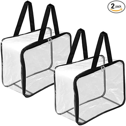 Multipurpose Transparent Storage Bag for Clothes PVC Packing Organizer For Sarees Clothes - 40x32x22 CM - 2 Pack