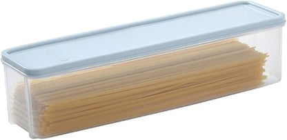 Minimalist Rectangular Pasta Storage Container, Light Blue, 11.4x2.55x3.14 inches, Airtight, Shatterproof, Dishwasher Safe