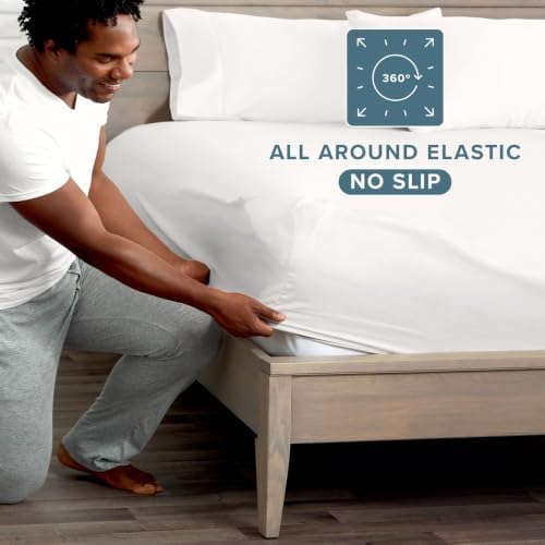 Bare Home Cal King Fitted Sheet - 1800 Ultra-Soft (Cal King, Antique White) - Image 3
