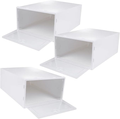 Levemolo 3pcs Thickened Plastic Shoe Box Stackable Storage Organizer for High Heels Sneakers Boots