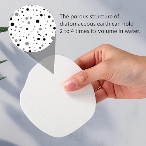 Diatomaceous Earth Coasters Set of 4，Cool Absorbent Quick-Dry Drink Coasters for Desks, Cute Modern Stone Design with Stylish White Aesthetic (4, White) - Image 5