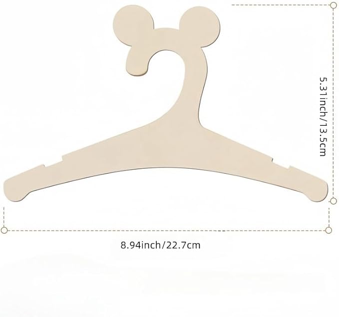 20 Pack Wooden Kids Hangers 9Inch Childrens Clothes Hangers Cute Non Slip Wood Baby Toddler Hangers DIY Wooden Baby Hangers for Closet, for Baby Toddler Kids Clothes & Pants (Mouse Ear)