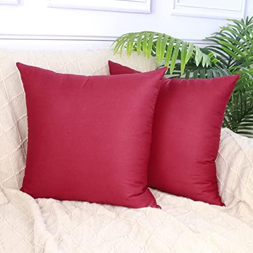 Thmyo 4-Pack 100% Cotton Comfortable Solid Decorative Throw Pillow Case Square Cushion Cover Pillowcase Sublimation Blank Pillow Covers DIY Throw Pillowcase for Sofa(18x18inch/45x45cm,Dark Red) - Image 2
