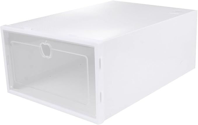 6pcs Thickened Transparent Shoe Organizer Boxes Stackable Drawer Type Shoe Holder for Sneakers and Boots PP Material Protective Storage for Closet White Frame Color