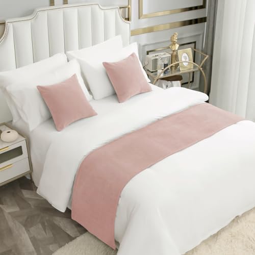 AMBERIS Bed Runner Single Layer Chenille Coral Pink, Modern Style Bed Scarves for Home Hotel Decorations (Pillowcases Sold Separately) by AMBERIS