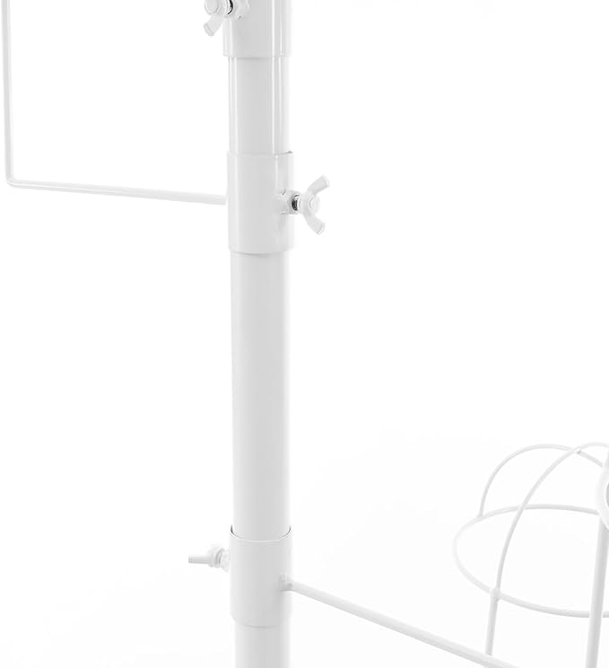 Freestanding Hat Rack Stand with Wheels,Metal Hat Organizer Rack with 16 Adjustable Circular Hooks,Floor Standing Hats Tree Display Stand (White)