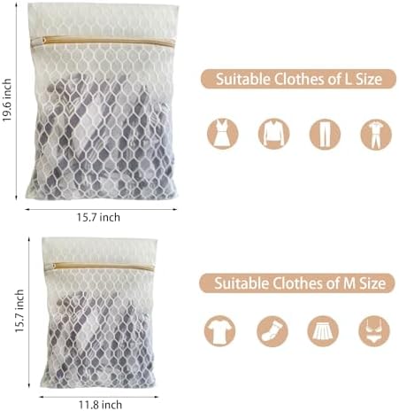 6Pcs Durable Honeycomb Mesh Laundry Bags for Delicates (3L 3M) White - Image 2