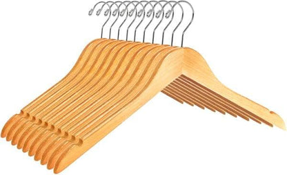 Quality Hangers Semi Curved Wooden Suit Hangers, 80-Pack Smooth Finish Solid Wood Coat Hanger with Swivel Hook, Jacket, Pant, Dress Clothes Hangers (Natural - Chrome Hook)