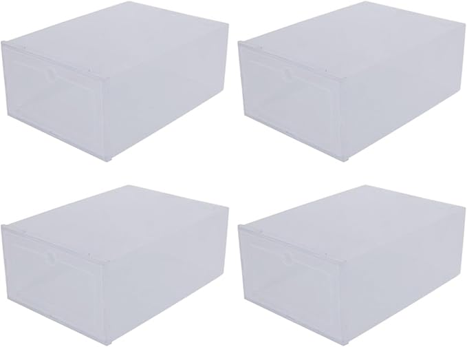 4pcs Pp Shoe Storage Boxes Drawer Type Shoe Organizers Thickened Plastic Containers for Household Closet and Entryway Storage