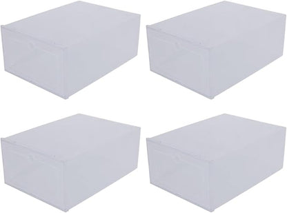 4pcs Pp Shoe Storage Boxes Drawer Type Shoe Organizers Thickened Plastic Containers for Household Closet and Entryway Storage
