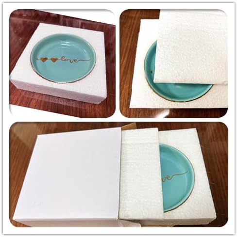 Ring Tray With Printed By Boutique Signature, To Be Prefect Gift, Home Decor, Turquoise Combe Natural Colorful Glaze.