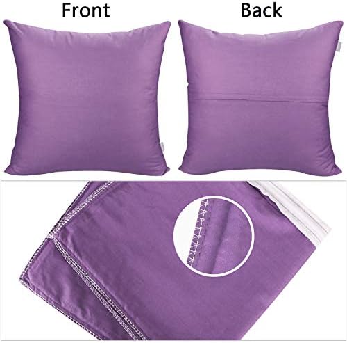 Thmyo 4-Pack 100% Cotton Comfortable Solid Decorative Throw Pillow Case, Square Cushion Cover Pillowcase Sublimation Blank Pillow Covers DIY Throw Pillowcase for Sofa(18x18 inch/ 45x45cm,Purple) - Image 6