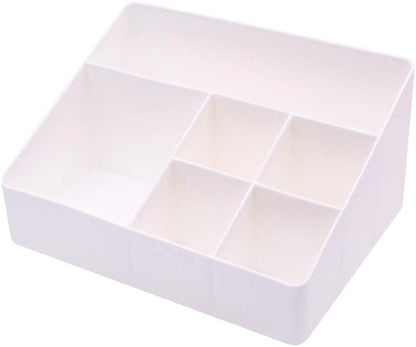 Granvela Home Organizer Bedside Table Organizer Makeup Organizer |Cosmetics Storage Box - 6 Compartments (White)