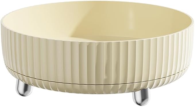 360°Rotating Organizer,Lazy Cosmetic Perfume Storage Organizer,Large-Capacity Round Display Box,Suitable for Bathroom Countertops,Dressers (Cream White)