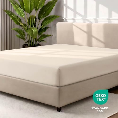 Bare Home Fitted Bottom Sheet Twin Size - Premium 1800 Ultra-Soft - Hotel Luxury - Deep Pocket - Durable and Long Lasting (Twin, Sand) - Image 4