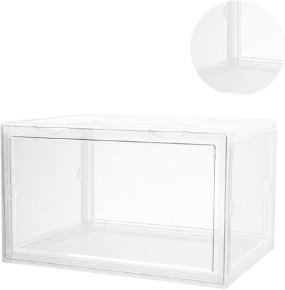 MAGICLULU Transparent Dustproof Shoe Storage Box Portable Organizer for Sneakers Sturdy Container with Buckle Closure for Home Closet Use Space-saving Design