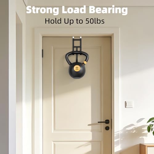 BAKON Over-the-Door Hooks, 2 Pack Heavy Duty Anti-Scratch Rubber Hooks, Fits 1-3/8" Interior Doors, Space Saving Organizer for Coat, Towel, Bag, Bathroom, Bedroom, Kitchen, Red - Image 4