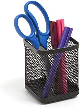 TRU RED Stackable Wire Mesh Pencil Holder, Matte Black, 3-Pack by TRURED
