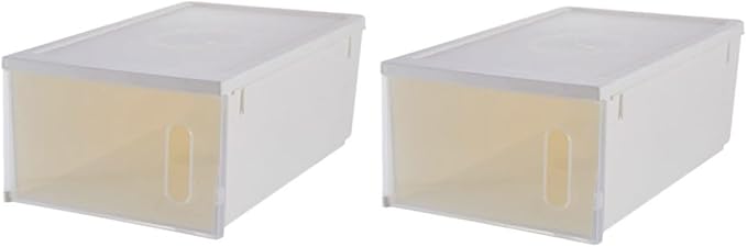 SEWACC Shoe Storage Box Plastic Organizer with Lid, Stackable Large Capacity Shoes Storage Case for Home Closet, 2pcs