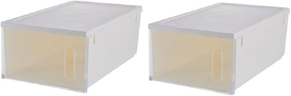 OSALADI Creative Shoes Storage Box with Plastic Large Capacity Shoe Organizer for Home Closet 2pcs with White Lid